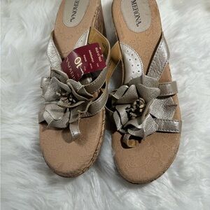 Merona Women's Metallic Sandals with Floral Accent